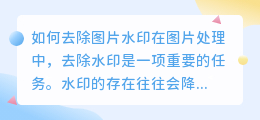 怎么去水印软件