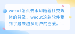 wecut怎么去水印