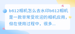 b612相机怎么去水印