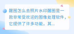 醒图怎么去照片水印