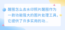 醒图怎么去水印照片
