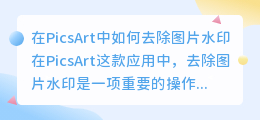 在picsart怎么去水印
