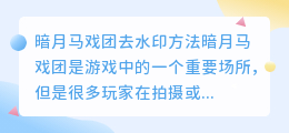 暗月马戏团怎么去水印
