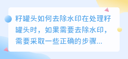 籽罐头怎么去水印