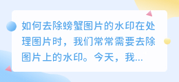 膀螃蟹怎么去水印
