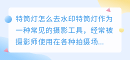 特筒灯怎么去水印