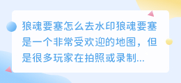 狼魂要塞怎么去水印