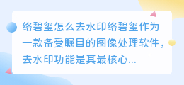 络碧玺怎么去水印