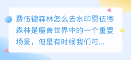 费伍德森林怎么去水印