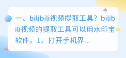bilibili视频提取工具?