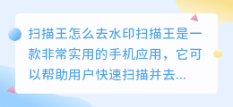 扫描王怎么去水印