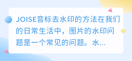 JOISE音标怎么去水印
