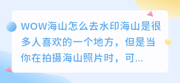 WOW海山怎么去水印