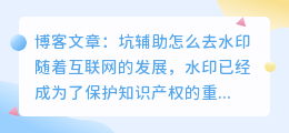坑辅助怎么去水印