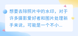 照片水印轻松去,版权尊重不侵权,去水印技巧大揭秘!
