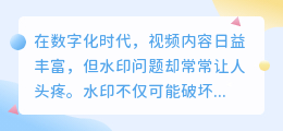 电脑视频去水印大揭秘:告别水印烦恼,这些方法让你轻松应对!