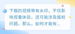 【实用技巧】告别水印烦恼!四种高效方法助你轻松去除视频水印!