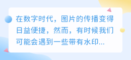 专业图片编辑软件助您轻松去除水印，尊重版权同时畅享无水印美图