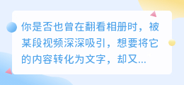 相册视频秒变文案！解锁快速提取文字技巧，你试过吗？