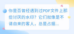 告别PDF水印!一文教你快速去除水印,让文档焕然一新✨