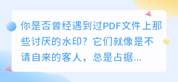 告别PDF水印！一文教你快速去除水印，让文档焕然一新✨