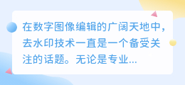 **掌握4种去水印技巧,从专业软件到手机APP,轻松解决水印难题**
