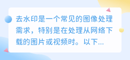 轻松去水印!掌握这些方法,一键消除图片视频水印难题