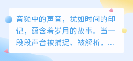 声音中的岁月印记：音频如何揭示生活的年龄与变迁？