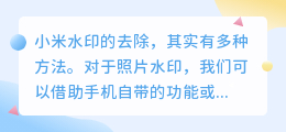 小米水印去除全攻略:照片&视频水印轻松搞定!
