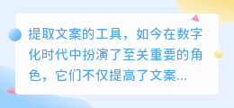 【3大必备工具】高效提取文案,提升内容创作效率!