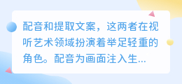 配音与提取文案，在视听艺术中究竟扮演着怎样的角色？