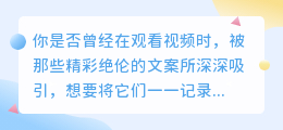 视频文案提取神器揭秘，告别手动抄录，轻松get视频灵感！