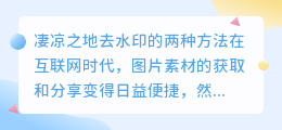 凄凉之地去水印攻略:手动处理与自动工具双选法