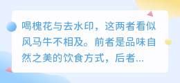 喝槐花与去水印:看似不搭,实则都是追求美的方式?