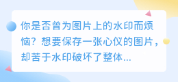 轻松去水印,让你的图片焕然一新!掌握这几招,水印烦恼不再有!