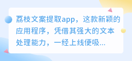 荔枝文案提取app爆火,功能强大竟成文案处理神器?
