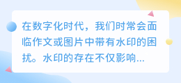 揭秘!如何轻松去除作文中的水印,让你的作品焕然一新?