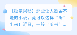 【独家揭秘】小说音频风靡文坛!声临其境,原来小说还能这样听!