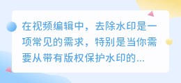 掌握这些方法，视频水印轻松去，专业编辑技巧助你提升视频质量！