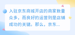 如何有效运营京东店铺并进行推广？