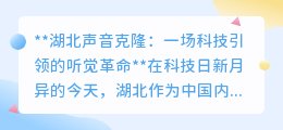 湖北声音克隆:科技新突破,引领听觉革命,重塑声音未来!